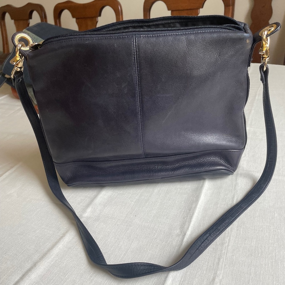 Tignanello Black Leather Crossbody Bag